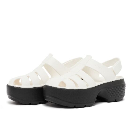 NWOB Croc Stomp Platform Fisherman Sandals Chalk White/Black Men8 Women 10 - Picture 1 of 16